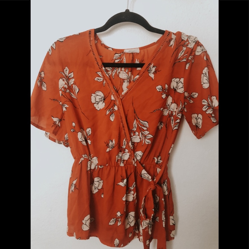 Sienna Sky Red Wrap Around Blouse